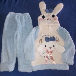 Adorable Bunny Kids Pajamas - Blue and White